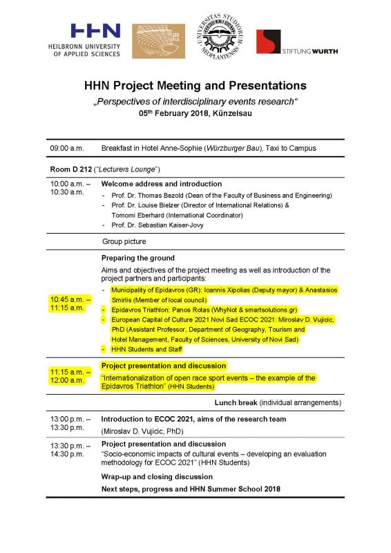 Agenda HHN project meeting 05 02 2018